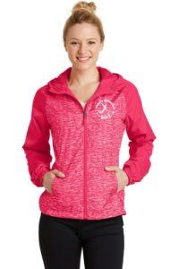Sport-Tek® Ladies Heather Colorblock Raglan Hooded Wind Jacket