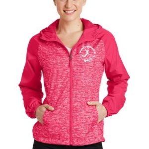 Sport-Tek® Ladies Heather Colorblock Raglan Hooded Wind Jacket